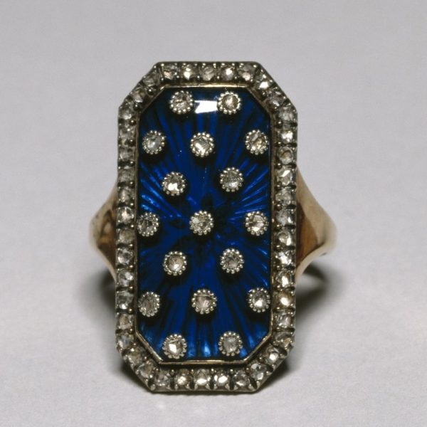 Blue Guilloché Paste Ring