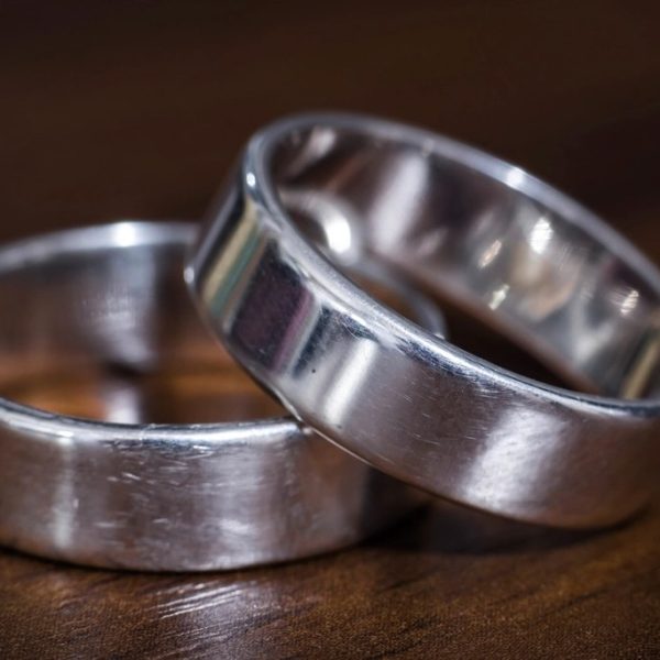 Brushed Silver Band Pair