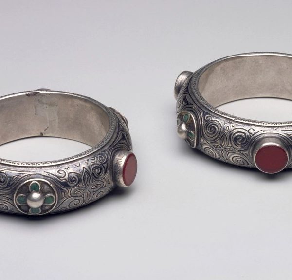 Carnelian Boss Cuff Pair