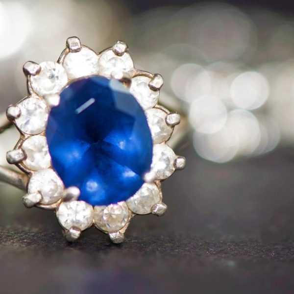 Cobalt Halo Ring