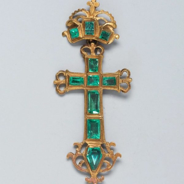 Emerald-Set Crown Cross