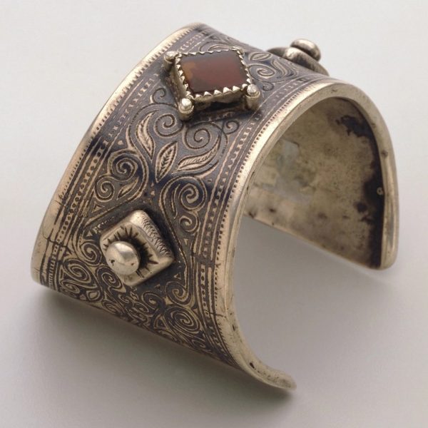 Engraved Cuff with Carnelian Boss