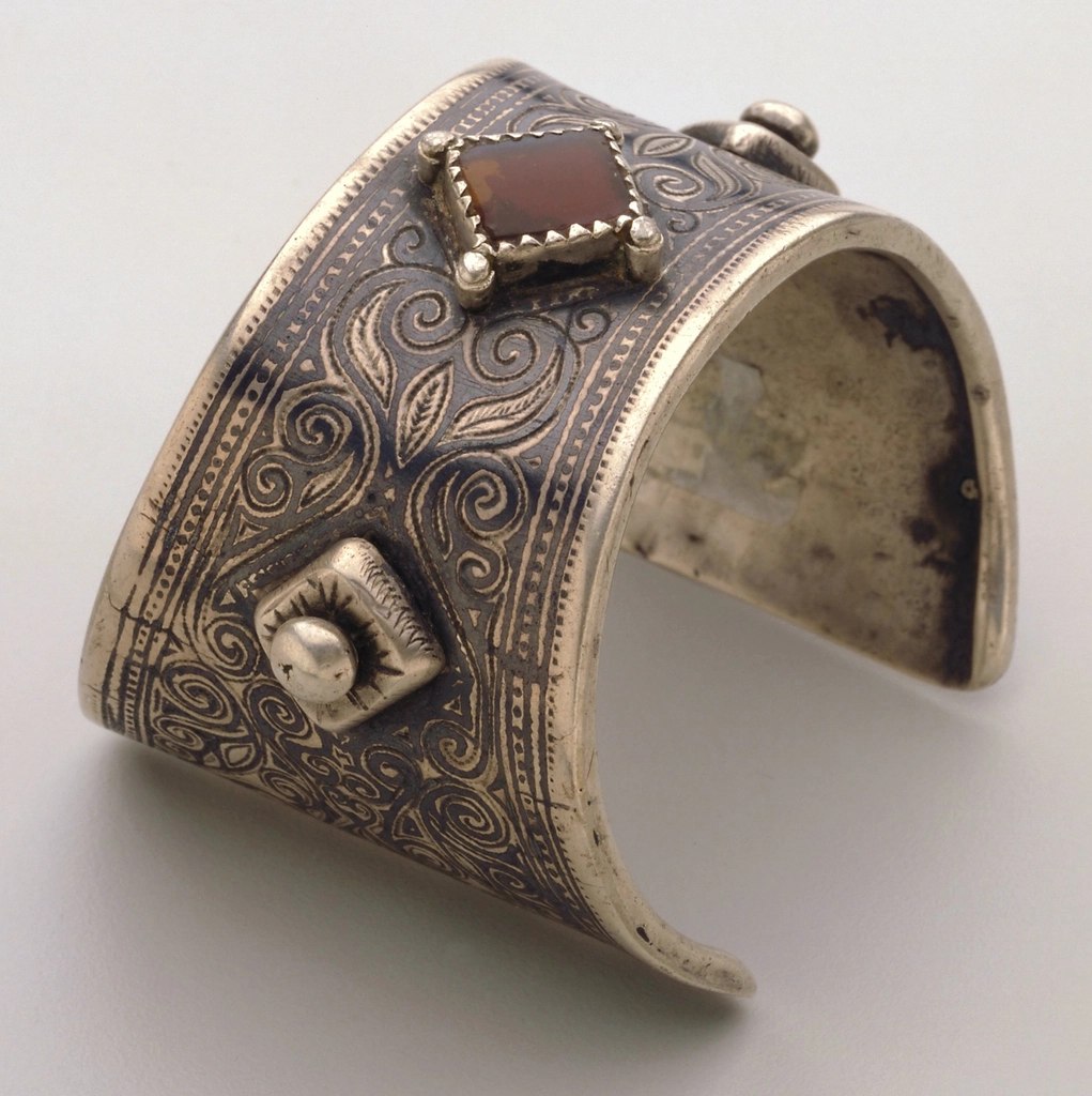 Engraved Cuff with Carnelian Boss