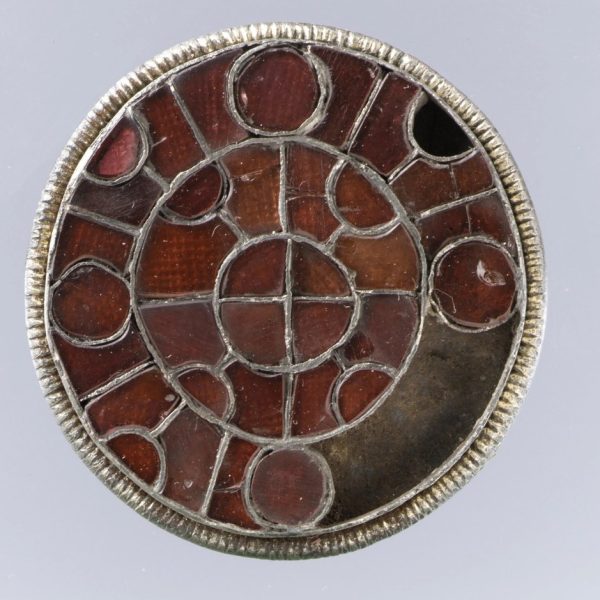 Garnet Cloisonné Disc Brooch
