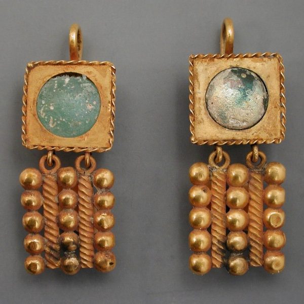Green Glass Abacus Earrings