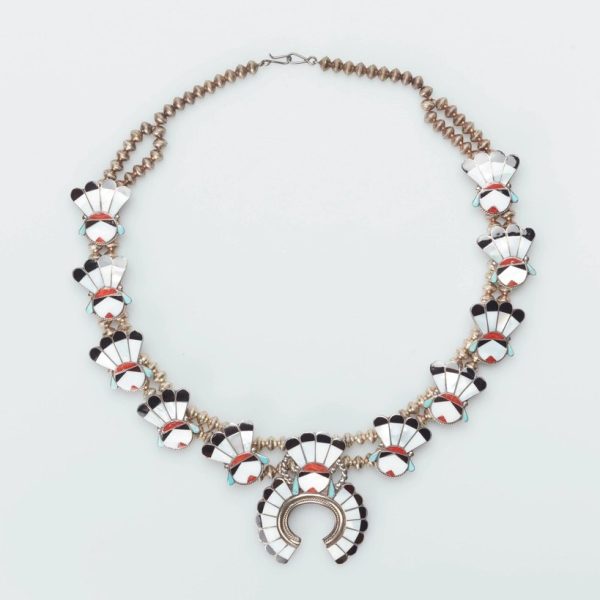 Inlaid Blossom Crescent Necklace