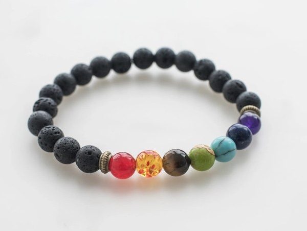 Lava and Seven-Stone Stretch Bracelet