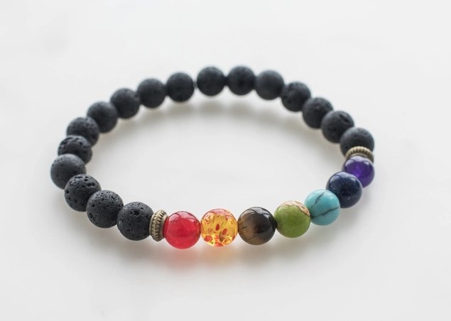 Lava and Seven-Stone Stretch Bracelet
