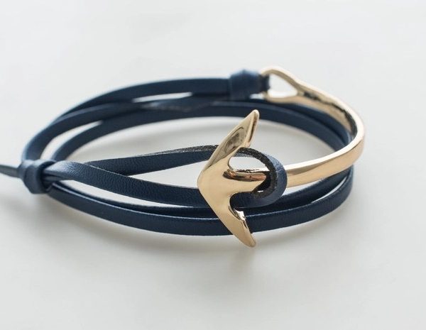 Navy Leather Anchor Wrap