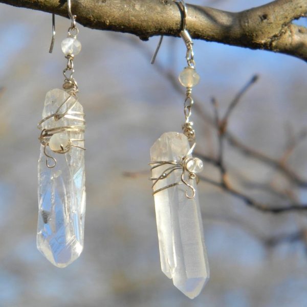 Quartz Point Drop Earrings