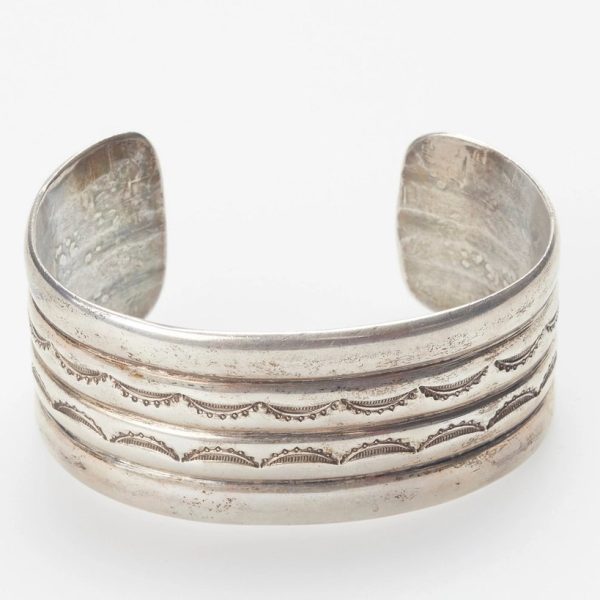 Stamped Scallop Silver Cuff
