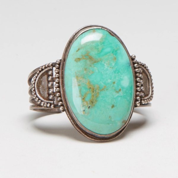 Turquoise Oval Silverwork Ring