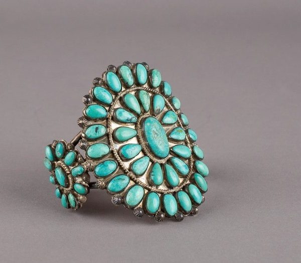 Turquoise Rosette Cluster Cuff