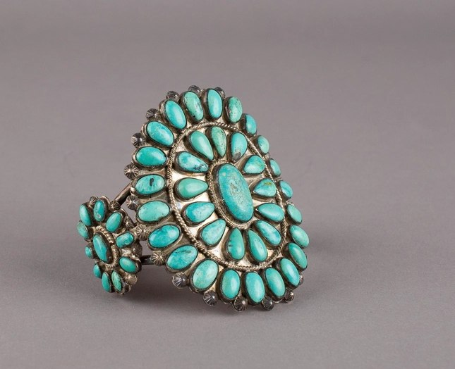 Turquoise Rosette Cluster Cuff